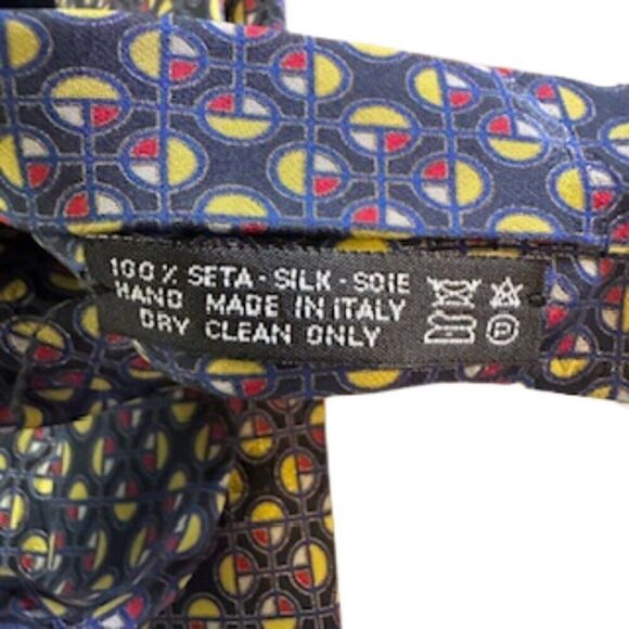 Brioni Blue/Yellow/Red Geometric Pattern Designer Tie - Picture 8 of 10